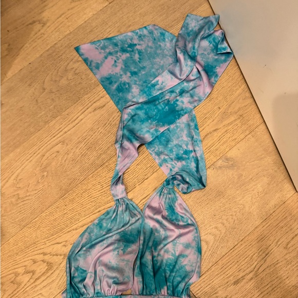 Privacy Please LOVERS & FRIENDS Venice Top Small Lilac & Turquoise Halter Silk - Picture 9 of 12